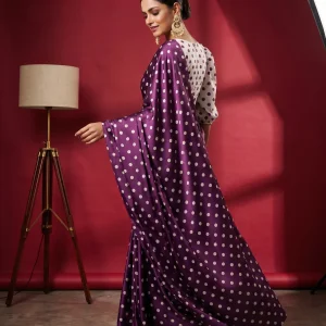 Purple Polka Dot Saree